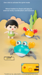 Electric Induction Crawling Crab Baby Toy Battery Operated with Silent Mode Music Off Switch Obstacle Avoidance Tummy Time Gift Sky Green