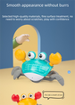 Electric Induction Crawling Crab Baby Toy Battery Operated with Silent Mode Music Off Switch Obstacle Avoidance Tummy Time Gift Sky Green