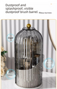 360 Degree Rotating Makeup Brush Organiser with Dustproof Lid Clear Cosmetic Storage Cylinder for Vanity Dressing Table Transparent Grey