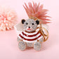 Red Stripe Crystal Bear Keychain Sparkly Rhinestone Bag Charm Cute Alloy Keyring Gift