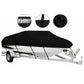 14-16ft Waterproof Boat Cover Trailerable V-Hull Runabout UV Resistant Marine Grade Storage Tarp with Straps (Black, 530cm x 290cm)