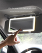 Car Visor Vanity Mirror with Dual Colour LED Lights Rechargeable Sun Visor Makeup Mirror Dimmable Dual Touch Control (White)