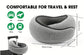 Memory Foam Travel Neck Pillow 360 Support Adjustable Snail Shape Chin Rest for Long Haul Flights Car & Office Portable with Storage Bag (Navy Blue)