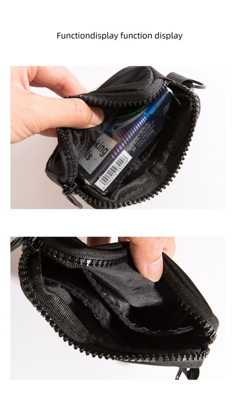 Small Nylon Coin Purse Zip Wallet Waterproof Mini Pouch Key Card Holder Lightweight EDC Organizer Khaki (12x9cm)