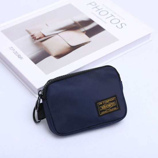 Small Nylon Coin Purse Zip Wallet Waterproof Mini Pouch Key Card Holder Lightweight EDC Organizer Royal Blue (12x9cm)