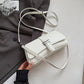 Womens Classic Baguette Shoulder Bag Soft PU Leather Underarm Purse with Adjustable Strap Crossbody Handbag Minimalist 90s Style White