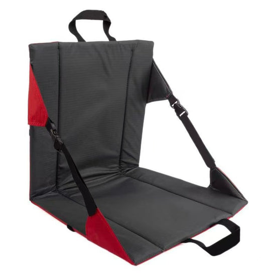 Portable Folding Stadium Seat Cushion with Back Support Lightweight Outdoor Chair for Camping Concerts Hiking Beach Bleachers Grey and Red
