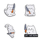 4 PCS Funny White Cat with Knife Enamel Pins Set Cute Cartoon Lapel Badge Brooch for Backpacks Denim Jackets Sassy Aesthetic Gift