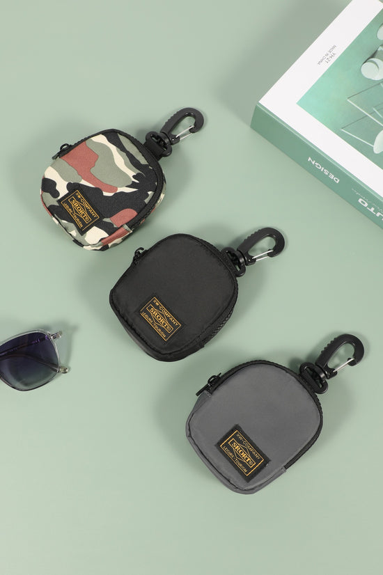 3 PCS Tactical Mini Pouch Set with Carabiner Clip Camo Black Grey Small Coin Purse Zipper Wallet for Keys Earbuds Cards Outdoor EDC