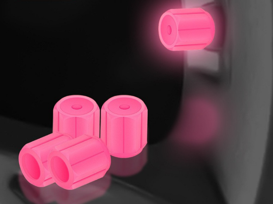 2 Packs of 4 Pink Luminous Tyre Valve Caps Glow in The Dark Universal Wheel Air Dust Covers for Cars Bikes Motorcycles Scooters One-Piece Design
