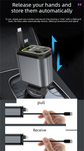 4-in-1 Retractable Car Charger Adapter 120W Dual Type-C Cables Starry Sky Projector Fast Charging for iPhone 15/16 Samsung Pixel