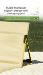 Portable Folding Ground Chair with Back Support Lightweight 500g Padded Stadium Seat Beach Mat for Camping Picnics Festivals - Black