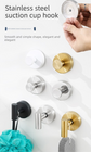 Heavy Duty Stainless Steel Suction Cup Hook Vacuum Wall Hanger Brushed White No Drill Towel Holder for Bathroom Kitchen & Shower - Waterproof