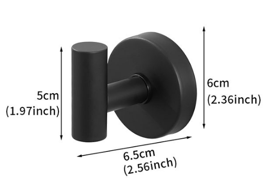 Matte Black T-Bar Suction Cup Hook Stainless Steel Vacuum Wall Hanger No Drill Robe Towel Holder for Bathroom Kitchen - Heavy Duty