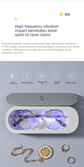 Portable Sonic Vibration Jewellery & Glasses Cleaner Machine - Rechargeable High Frequency Washing Box with UV Light for Watches, Makeup Brushes & Dentures (White)