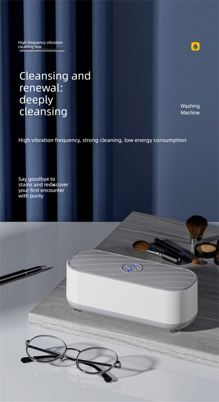 Portable Sonic Vibration Glasses & Jewellery Cleaner - Battery Operated Washing Box for Travel, Dentures & Rings (Sleek Round Lid Edition, Requires 2x AAA Batteries)