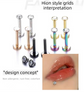 2 PCS Internally Threaded Labret Studs - 16G 8mm Stainless Steel Flat Back with 3mm CZ Crystal - Rainbow Tone Body Piercing for Lip Tragus Helix