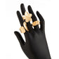 3-Piece Molten Gold Tone Ring Set - Vintage Baroque Flower & Abstract Liquid Metal Design - Adjustable Open Cuff Stackable Jewelry for Women
