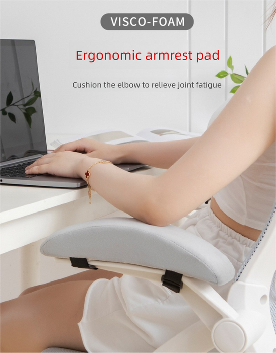 1 Pair of Memory Foam Chair Armrest Pads - Ergonomic Elbow Support Cushions - Soft Plush Cover with Anti-Slip Straps for Office & Gaming Chairs (Pink)