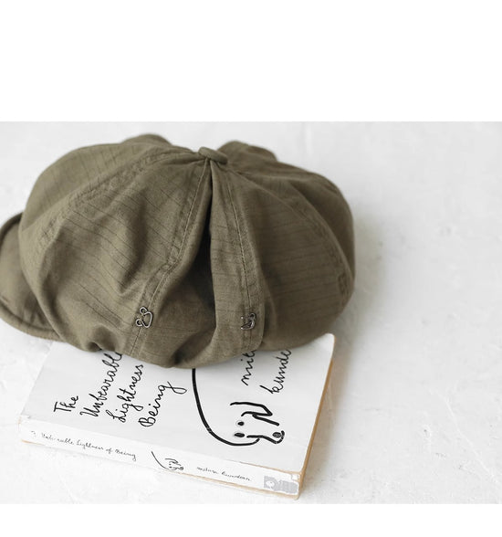 Oversized Slouchy Newsboy Cap - Vintage Japanese Style Baker Boy Hat - Soft Textured Fabric - Olive Green (Adjustable 54-60cm)