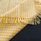 3-Piece Yellow Gingham Cotton Kitchen Linen Set - Reversible Placemat, Fringed Napkin & Quilted Pot Holder - Yarn Dyed Checkered Dining Bundle
