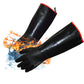 14 Inch Neoprene Heat Resistant BBQ Gloves - Waterproof & Oil Proof Long Sleeve Mitts - Extreme Heat Protection for Grilling, Boiling Water & Industrial Use (Black)