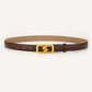 Womens Genuine Leather Belt Coffee 2.3cm Wide Gold Buckle Waist Strap for Jeans & Dresses Elegant Fashion Accessory