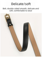 Womens Genuine Leather Belt White 2.3cm Wide Gold Buckle Waist Strap for Jeans & Dresses Elegant Fashion Accessory
