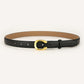 Womens Genuine Leather Belt Black C-Shape Gold Buckle Waist Strap for Jeans & Dresses Classic Fashion Accessory