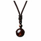 Natural Red Tiger Eye Necklace 16mm Round Stone Pendant Hand Braided Rope Lucky Protection Amulet Jewellery Gift for Men & Women