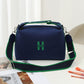 Womens Canvas Crossbody Bag navy blue Minimalist H-Letter Box Tote Wide Strap Shoulder Handbag for Travel & Work Large Capacity