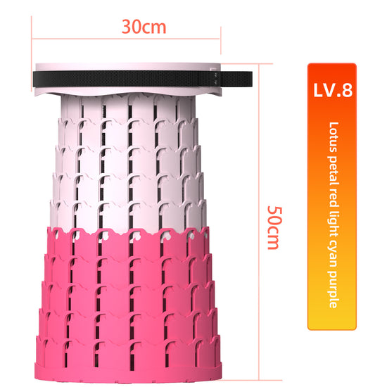 Portable Retractable Stool MAX Gen 8 Telescopic Camping Seat 50cm Tall Extra Wide Heavy Duty Lotus Pink & Purple Gradient for Outdoor & Travel