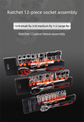12 Piece 1/4 Inch Drive Ratchet and Metric Socket Wrench Set Professional Mechanics Tool Kit for Automotive Repair and Home DIY Maintenance