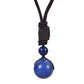 Natural Lapis Lazuli Pendant Necklace 14mm Bead Handmade Woven Adjustable Cord Retro Style for Men & Women Gift