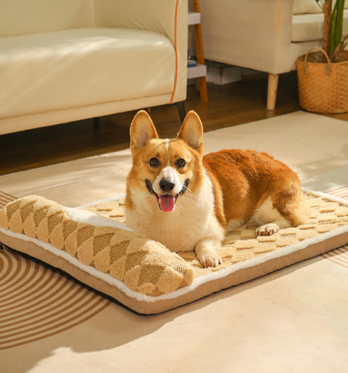 Thickened Soft Pet Bed Mat L Size Coffee-milk Comfortable Large Dog Sleeping Pad Washable Cushion for Big Dogs and Cats All Season Use