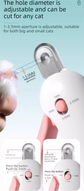 Adjustable Cat Nail Clippers Safety Round Hole Trimmer 1mm-3.5mm Anti-Splash Grooming Tool with File for Kittens & Rabbits Pink