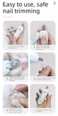 Adjustable Cat Nail Clippers Safety Round Hole Trimmer 1mm-3.5mm Anti-Splash Grooming Tool with File for Kittens & Rabbits Pink