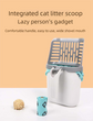 2-in-1 Cat Litter Scoop with Integrated Waste Bin & 1 Roll Refill Bags Detachable Sifter Shovel Anti-Reflux Baffle Grey