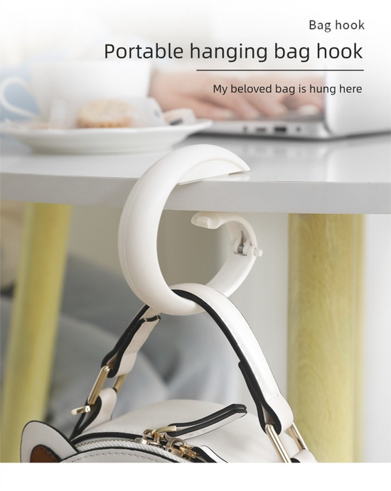 2 PCS Portable Purse Bag Hook Hanger Table Edge Holder Brown gray Foldable Non-Slip Clip for School Desk Office & Cafe