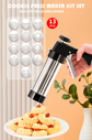 Stainless Steel Cookie Press Maker Kit Red Biscuit Machine with 13 Disc Molds 8 Icing Tips and Sponge Cleaning Brush