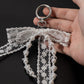 Korean Style Designer Faux Pearl and Fabric Bow Bag Charm Elegant White Ribbon Bow Keychain for Handbags and Car Keys