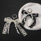 Korean Style Designer Faux Pearl and Fabric Bow Bag Charm Elegant Beige Ribbon Bow Keychain for Handbags and Car Keys