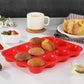 2PCS Blue Food Grade Silicone Cake Mould 12 Cup Round Cupcake Pan Easy Release Non Stick Baking Trays
