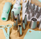 207 Pieces Cake Decorating Kit with Nordic Blue Revolving Turntable Icing Tips and Spatulas Complete Baking Tool Set