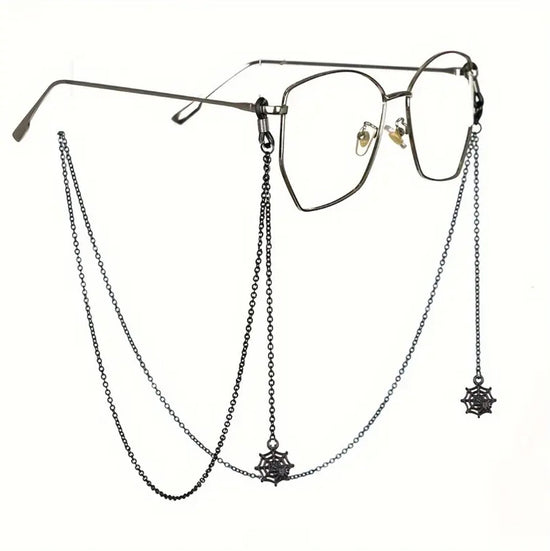 Black Spider Web Eyewear Chain 70cm Anti-Slip Glasses Strap Gothic Web Pendant Sunglasses Holder for Women