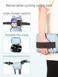 Child Motorcycle Safety Harness Strap Adjustable Passenger Belt with Handles & Storage Pocket Breathable Linen Blue for Scooter