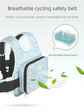 Child Motorcycle Safety Harness Strap Adjustable Passenger Belt with Handles & Storage Pocket Breathable Linen Blue for Scooter