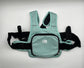 Child Motorcycle Safety Harness Strap Adjustable Passenger Belt with Handles & Storage Pocket Breathable Linen Light Blue for Scooter