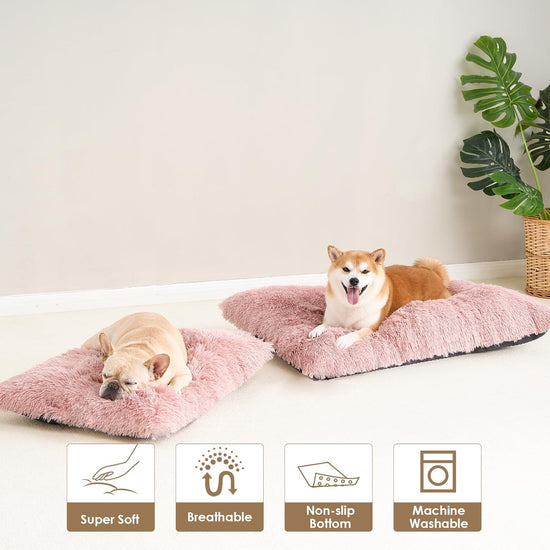 Luxury Long Plush Pet Bed Mat Faux Fur Crate Pad 110x75cm Creamy White XXL Soft Warm Cushion for Giant Dogs