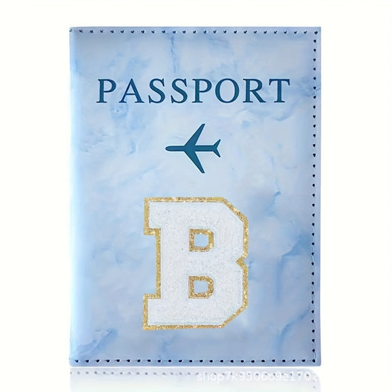 Fashion Initial Letter Passport Holder Stylish Travel Wallet Cover with Alphabet Pattern – Design B